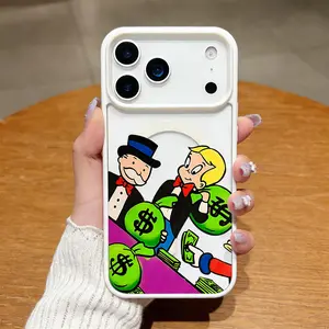 Money Bags Cartoon Monopoly Clear Magnetic Phone Case , Compatible with MagSafe Silicone Bumper Protective Cover For iPhone X XS 11 12 13 14 15 16 17 Pro Max Plus Air Rich Lifestyle Style