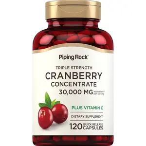 Piping Rock Cranberry Pills | 30,000 mg | 120 Capsules | Supplement For Women & Men | Triple Strength Concentrate Extract Plus Vitamin C | Non-GMO, Gluten Free