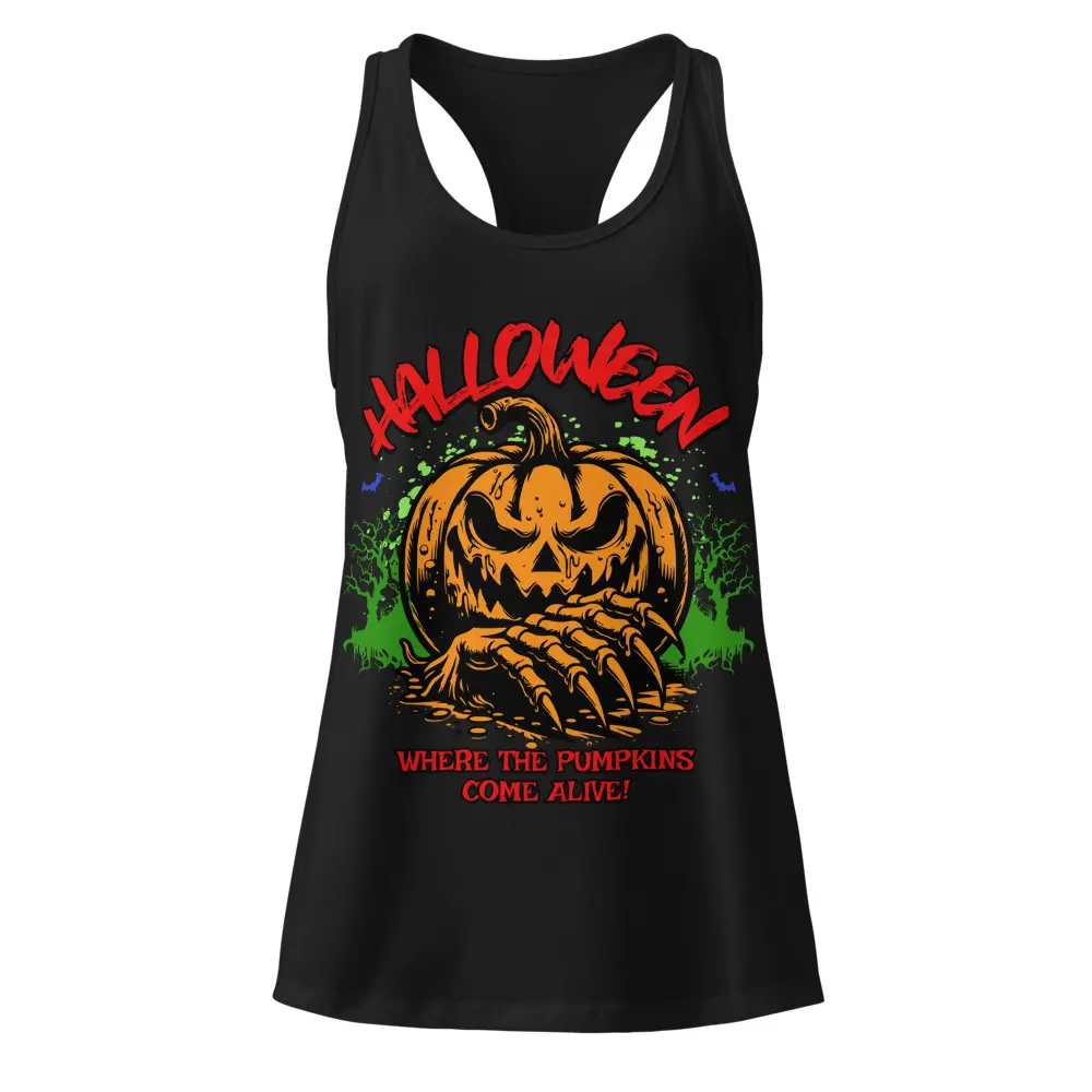 Halloween Pumpkins Women’s fitted racerback tank top