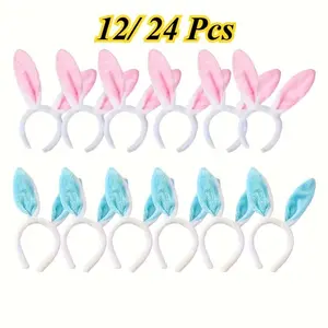 Easter Bunny Ears Decoration Set, 12pcs/24pcs Party Supplies, Perfect for Easter Thanksgiving Halloween Christmas Cosplay