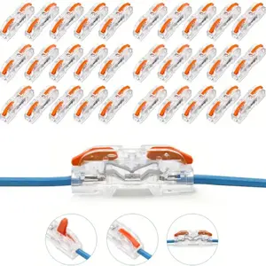 10-Pack 2 In 2 Out Lever Wire Connectors, Compact Push-In Electrical Terminal Blocks for 28-12 AWG Solid & Stranded Copper Wires, Reusable Inline Splice Connectors for Junction Boxes, Lighting Fixtures & Appliance Repair