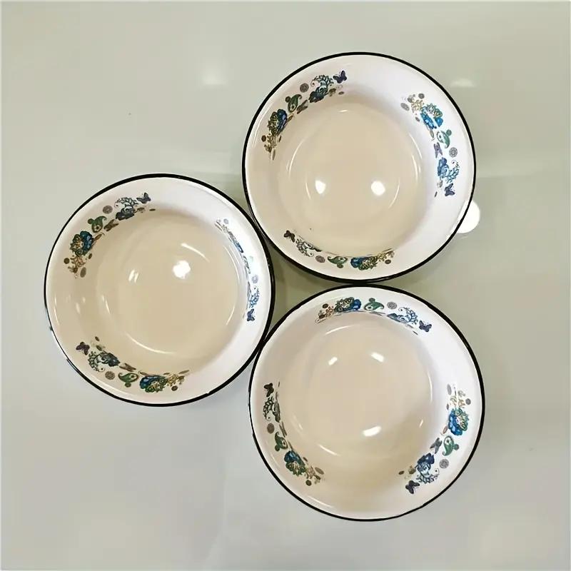 Retro Design Enamel Soup Bowl Thickened Style Scratch-Resistant for Instant Noodles Ideal for Camping and Outdoor Picnics Non-BPA Free Tableware for Household Mixing and Kitchen Washing Supplies Basin