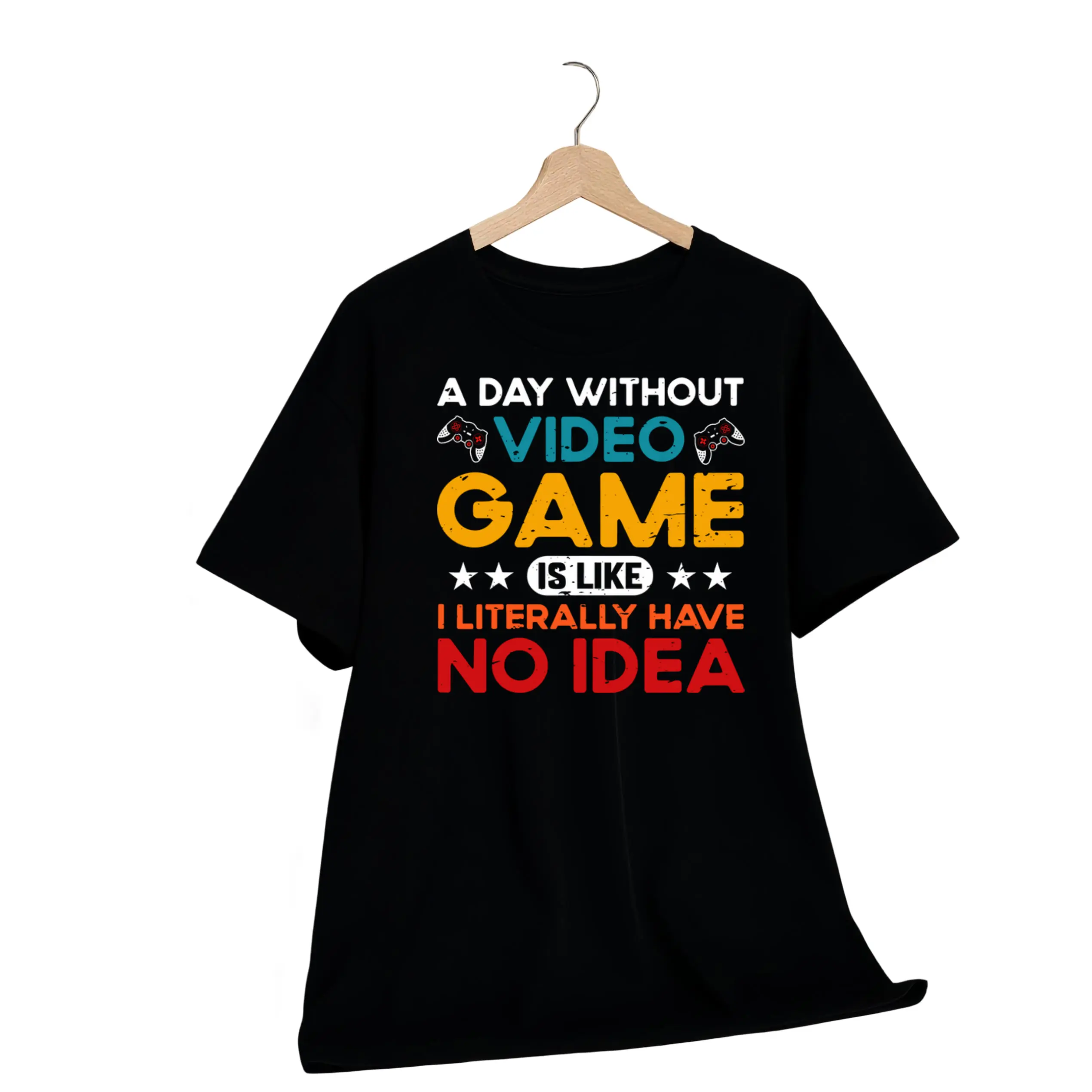 Gamer T-Shirt for Adults 8-16 Years - "A Day Without Video Game" Graphic Tee with Vibrant Game Controller Design, Casual Short Sleeve Crewneck, Perfect for Christmas Gift, Casual Wear Tee | Playful Graphic Tee | Vibrant Print, PLUS SIZE