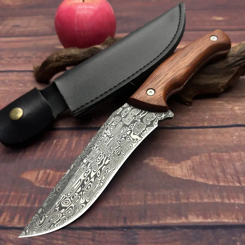 Unisex Compact Lightweight Leather Knife with Black Leather Sheath - Camping Supplies, EDC Outdoor Gadget, Kitchen Meal Preparation, Express Package Opening, Fruit Handling, Daily Utility Tool