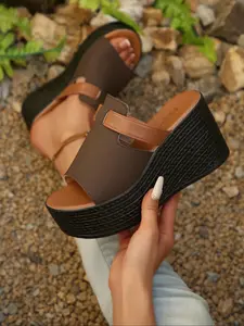 Women's Fashionable Plain Color Wedge Sandals, Casual Open Toe Espadrille Platform Sandals for Beach Vacation, All-match Commuter Shoes for Work & Daily Wear, Girl