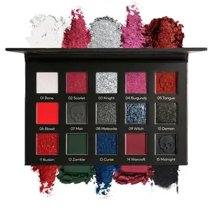 Red black Eyeshadow Palette, Goth Red Eye Shadow Halloween Makeup | Black Sliver Shimmer Glitter Eyeshadow Pallet, Burgundy Smokey Mattlic Cream Matte Eyesahdow for SFX Clown Vampire Christmas Looks