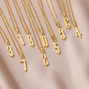 Stainless Steel Number Necklaces For Women Men Gold Color 0 1 2 3 4 5 6 7 8 9 Necklace Pendant Jewelry Male Female Neck Chain