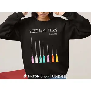 100% Cotton Nursing Sweatshirt with Needle Size Matters Print