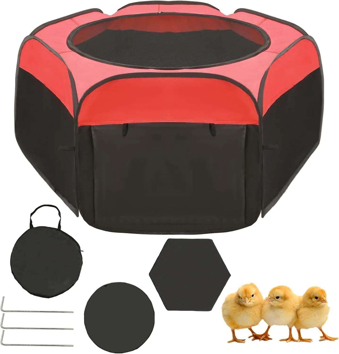 Foldable Chicken Brooder Box Double Door Chick Starter Playpen Pen Red
