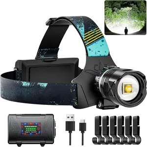 3000 Lumens Super Bright Headlamp, Rechargeable LED Head Lamp, 90 Hour Standby Head Light with 9 Modes, IPX7 Waterproof Zoom Headlamps, 125 °   Adjustable Headlight for Camping, Adults : Sports & Outdoors