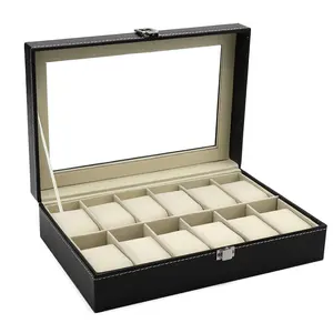Leather Watch Box Organizer, Watch Storage Display Case, Jewelry Bracelet Holder, Elegant Leather Watch Box for Men & Women
