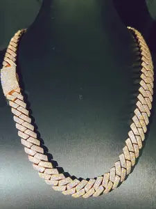 20Mm VVS Silica Diamond Chilled Pure Cuban Chain Mozambican Hip Hop Cuban Chain Necklace Miami Style Luxury Hip Hop Cuban Chain Jewelry, Large Party Dating Wear, Holiday Gifts