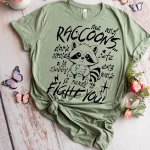 Raccoon Shirt, me and raccoons,racoon Graphic Unisex tshirt ,Gift for mom,  Funny Animal Shirt Cotton Casual, gift for girlfriend, Breathable Comfortable Chic Clothing Fit Top Womenswear Everyday Lightweight Short Sleeve Soft T-Shirt  Crewneck Shortsleeve