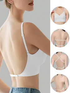 JOINBUY Adjustable Bralette Seamless Women's Deep V Neck U-Back Bralette Lightweight Comfortable Breathable for Beautiful Back All Seasons Womenswear Everyday Solid Nylon tydal wear womens zip up sports a active one stylish workout set fabletic size plus,