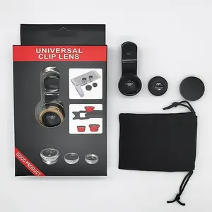 In 1 Clip-On Fisheye Wide Angle Macro Lens for Mobile Phones New Smartphone Adjustable 3-in-1 Lens Set for Sharp Close-ups and Creative Shots Cellphone