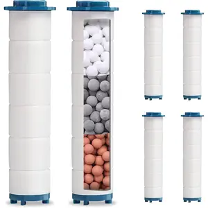 Turbo Shower  Filter with Minerals, Hydro Shower  High  Handheld Vortex Turbo Fan Showerhead Filter for Hard Water, Reduces Dry Itchy , 3.7in Set of 6 Replacement PP-Cotton Filters