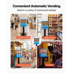 VEVOR Candy Vending Machine, Triple Compartment Candy Vending Machine with Stand, Gumball Candies Vendings Machines with Built-In Cash Box, Detachable, Vintage Candies Dispenser for Shops, Arcades