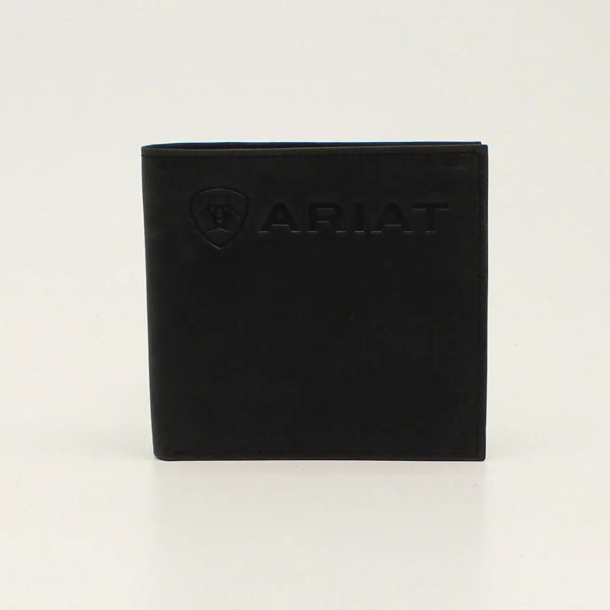 Ariat Wallet for Men, Genuine Black Leather Bound Bifold Cardholder with Shield Emblem, Oversized Western Style, Leather Bifold Cardholder, Black Leather Bound Men's Wallets