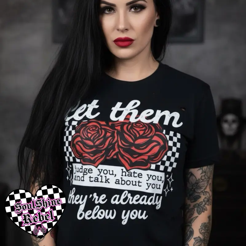 Let Them Tee Shirt -Checkered Edgy Alternative Vibes-Unisex Top