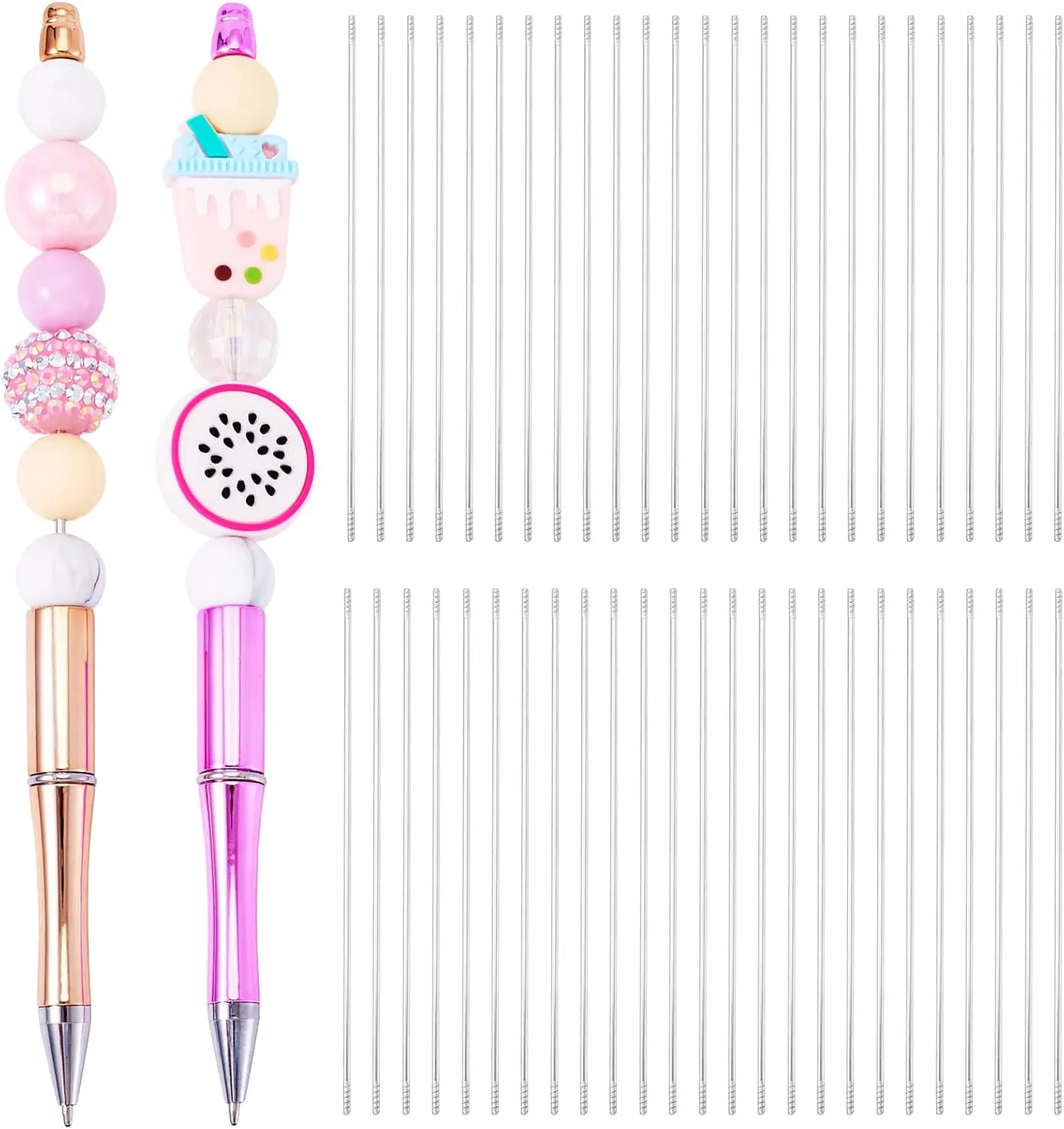 50-Count Long Lasting Stainless Steel Beadable Pen Bars - 1.5mm Thick, Rust-Resistant Metal Blank Bars, 4.61 in Extended Size Beaded Rods for DIY Crafts Repair & Replacement Extender Parts
