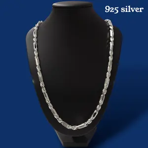 925 Silver Figaro Rope Chain 5.4mm  Heavy Solid Sterling Silver Chain 47g Statement Necklace