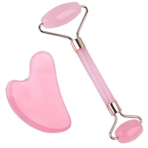 ✨ 2-Piece Facial & Neck Resin Massage Roller Set, Double-Headed Roller Massager + Heart-Shaped Gua Sha Tool, Effective Skin Firming Tool for Daily Use
