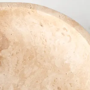 Ephesus Travertine Pedestal Serving Bowl, Premium Kitchen Tableware for Dining and Hosting
