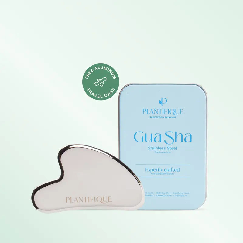 [PLANTIFIQUE Official Shop] Stainless Steel Gua Sha Facial Tool – Cooling Face Massage Tool for Jawline Sculpting, Puffiness & Lymphatic Drainage