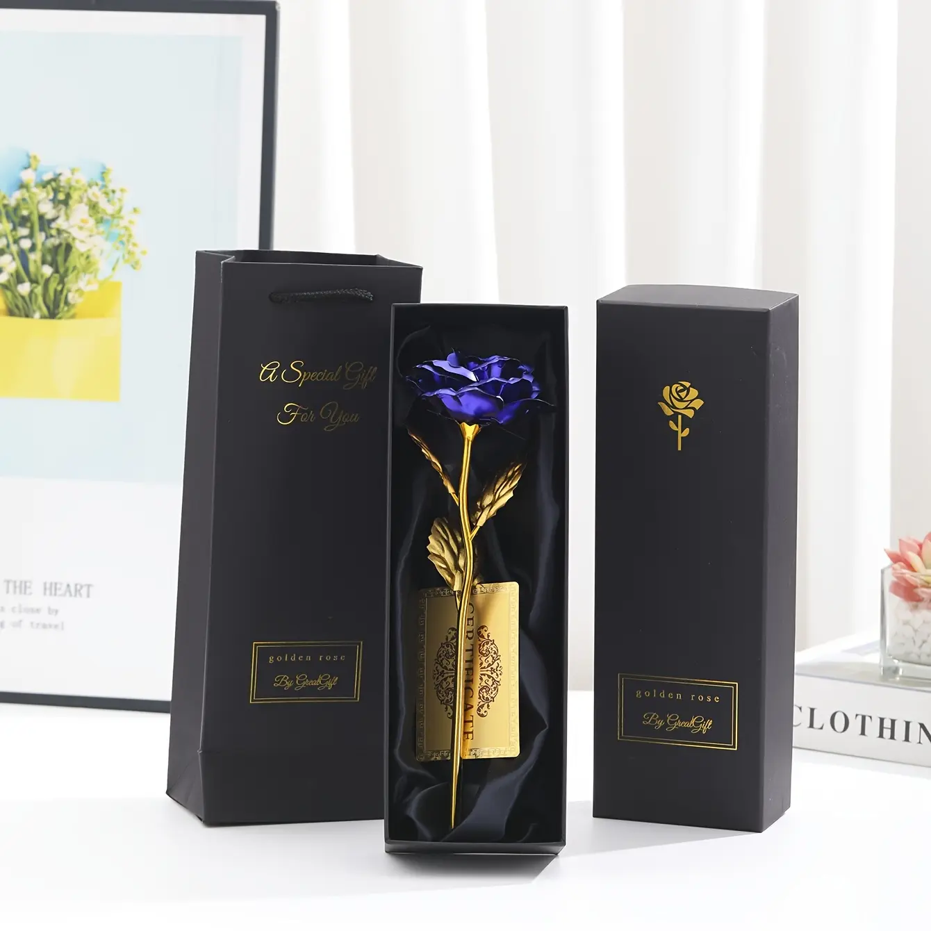 24k Rose Decoration, Handmade Long Stem Design, Ideal for Valentine's Day, Birthdays, Anniversaries, Elegant Floral Decor