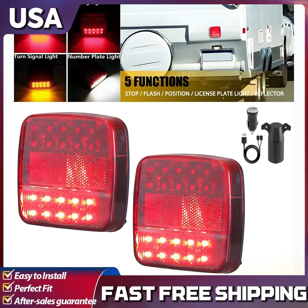 2PCS LED Magnetic Wireless Trailer Rear TailLight Kit For Car Truck Automotive AUXITO