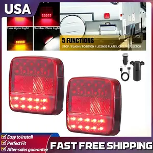 2PCS LED Magnetic Wireless Trailer Rear TailLight Kit For Car Truck Automotive AUXITO