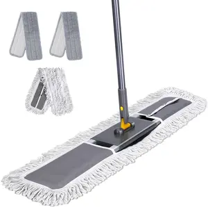36" Commercial Mop, Heavy Duty Industrial Floor Mop with 3 Microfiber Pads, 60" Adjustable Large Dust Mop,Wet Dry Flat Mops for Office Garage Warehouse Factory Mall
