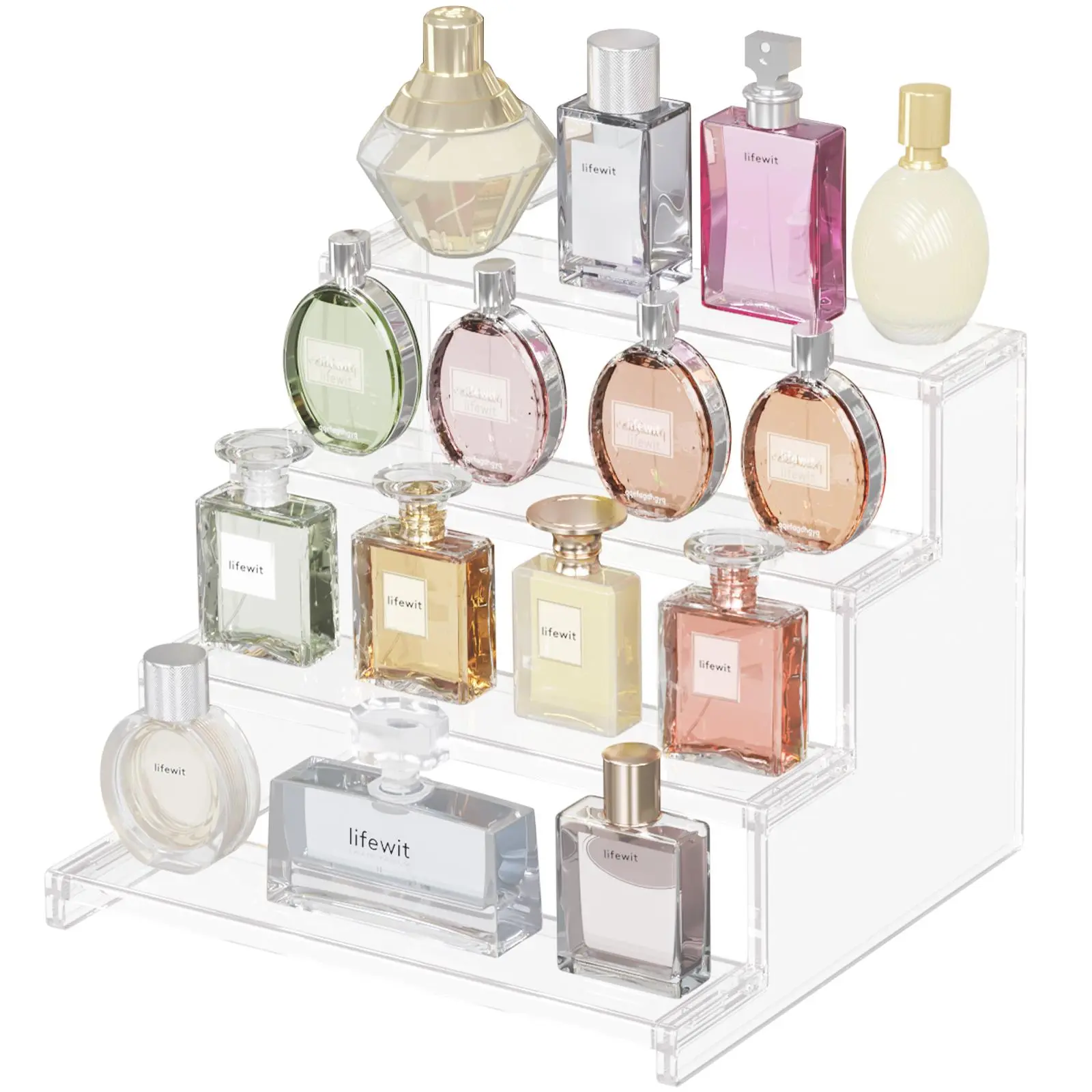 Lifewit 4 Tier Clear Display Stand for Perfume, Cologne, Fragrance, Skincare, Makeup, Dessert - Easy to Install, Multi-Purpose Use,summerwins
