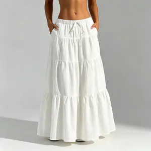 Women’s Summer Patchwork Flared Skirt, 3D Cutting, Layered Design, Loose Fit, Comfortable for Day Trips & Nearby Everyday Outings