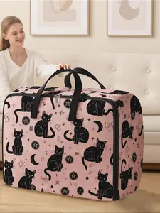 Cat Pattern Storage Box, Space-Saving Large Handheld Organizer, Home Organizer Storage, Ideal for Moving, Travel, Camping, Dormitory, Bedroom, Blankets