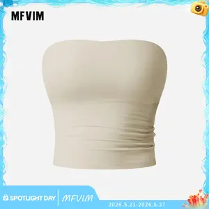 MFVIM Women's Minimalist Short-Sleeved Sleeveless Bustier - Slim-Fitting Ribbed Nylon Smooth Sports Bra for Lady Workout, Black Casual Summer Clothing