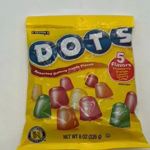 Tootsie DOTS Assorted Gummy Candy Pieces 8 oz Peg Bag - 5 Flavors Snack Bonbon Sweet
