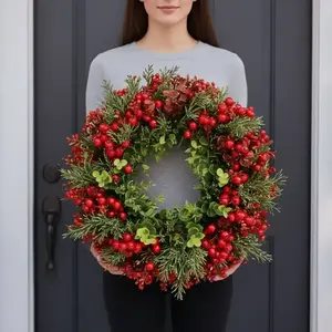 Luxury Christmas Wreath - Large Elegant Door Decoration Wreath, Festival Featured Recommendation, Durable Plastic Artificial Wreath, Suitable for Indoor/Outdoor Holiday Decorations