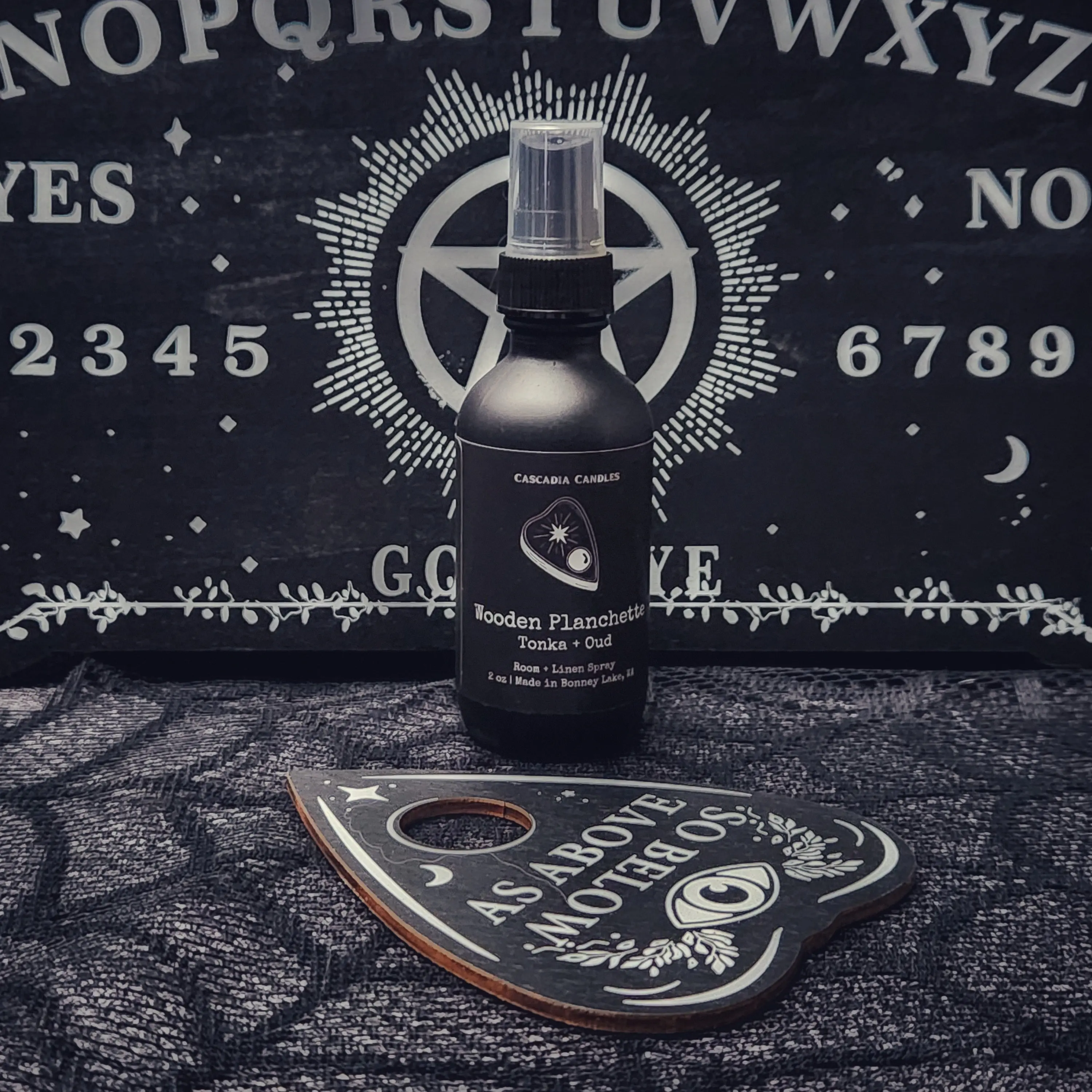 Wooden Planchette Room + Linen Spray | Tonka + Oud