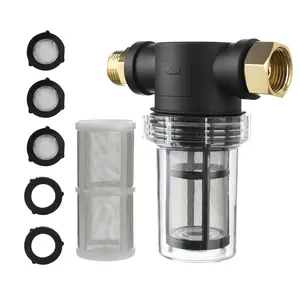 MMINGLE Garden Hose Filter for Pressure Washer Inlet Water Inline Filter for Sediment 40 Mesh Screen Extra 100 Mesh with Brass Connectors