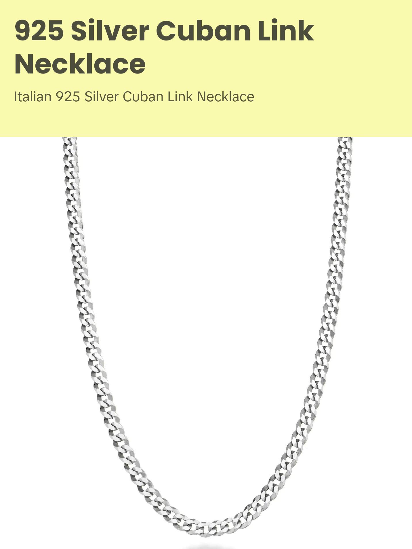 Miabella Italian Solid 925 Sterling Silver 3.5mm Diamond Cut Cuban Link Curb Chain Necklace for Women Men, Made in Italy Length 24 Inch