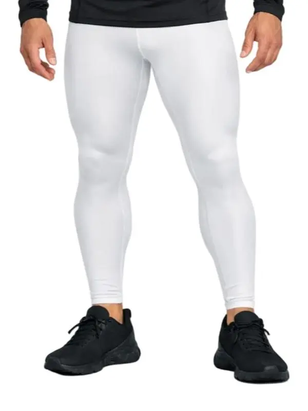 Men's Solid Recovery Compression Leggings - All Seasons, 4-Way Stretch Material, Quick-Dry, Moisture-Wick Fabric, Flatlock Seams, Full Mobility, Reduce Strain Sports Bottoms for HIIT, Running - Sport & Outdoor Clothing