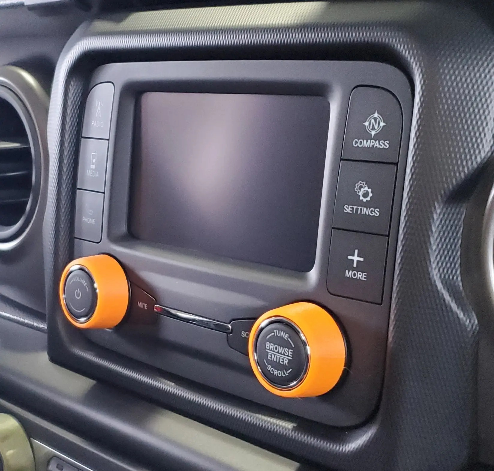 For Uconnect 5.0 RA2 / VP2 - Knob Press-Fit Covers | 2-Knob Set Choose Your Color! Precision Fit For a Snug Fit That Stays In Place With No Tape or Adhesive. Made with High Quality Materials That Won't Warp or Fade! Made In The USA