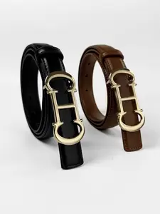 Fashionable Women's Belt Adjustable Multicolor PU Material, Stylish Belted Design for All Seasons, Plain Pattern Fashion Accessory