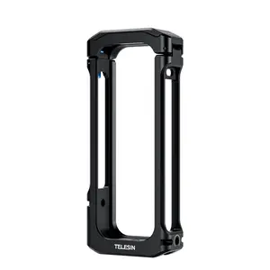 TELESIN Utility Frame Cage for Insta360 X4, Aluminum Protective Case Vlog Case for Insta 360 X4 Accessories, 2 Cold Shoe Interface with 1/4" Threads Mount, Protective Cage for Insta360 X4