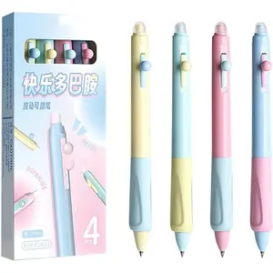 4 count Cute Retractable Erasable Gel Pens Fine Point 0.5mm Blue Inks Make Mistakes Disappear for Writing Planner and Crossword Puzzles (Multicolor, Blue)