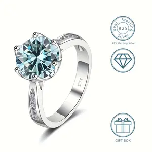 3ct Moissanite Ring 925 Sterling Silver Multi-color Choose High-quality Wedding Rings for Bride with Certificate and Gift Box