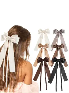 Women's Bow Hair Clips Set, Fashionable Elegant Silk Bowknot Butterfly Knots, French Vintage Style, Perfect Gift for Daily Wear