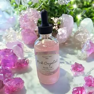 Pink Crystal Body Oil - 100ml - Pale Pink Color - Elegant Bottle with Dropper - Ideal for Aromatherapy and Skincare