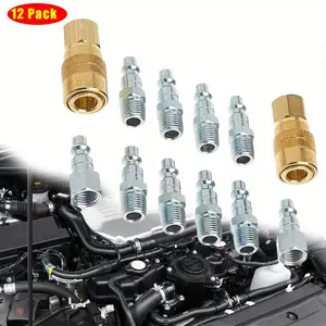 Pack fo 12 M-Style Coupler and Plug Kit - 1/4" NPT Quick Connect Air Fittings Set for Industrial Quick Connectors - Home Improvement.
